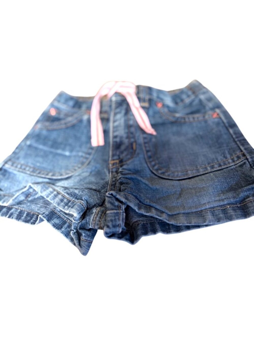 Old Navy Girls Infant baby Size 18 24 months jean Denim Shorts waist pink tie
